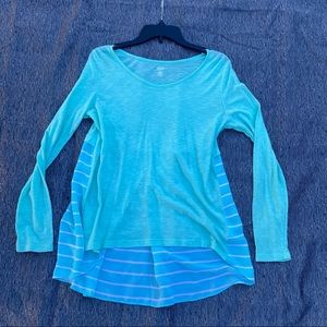 a.n.a. Symmetrical Long Sleeved Flowy Top with Sheer Back Size Large